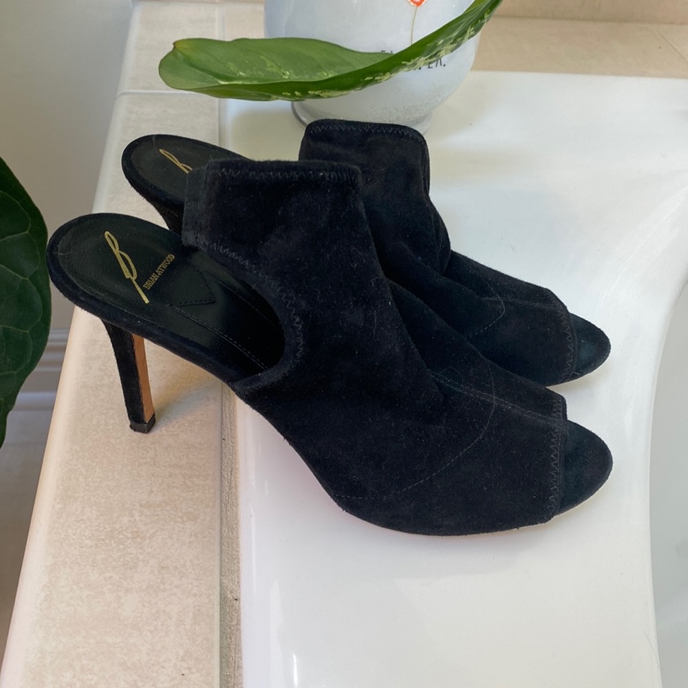 Brian Atwood black velvet hills.